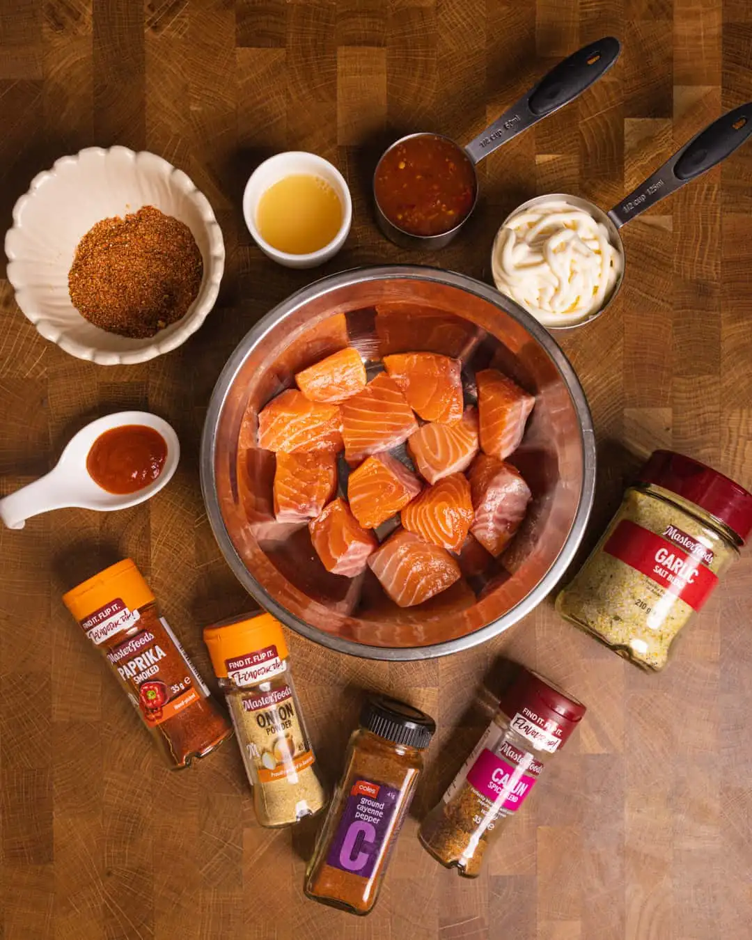 Air Fryer Bang Bang Salmon Bites - GENIUS EATS Ingredients for Bang Bang Salmon