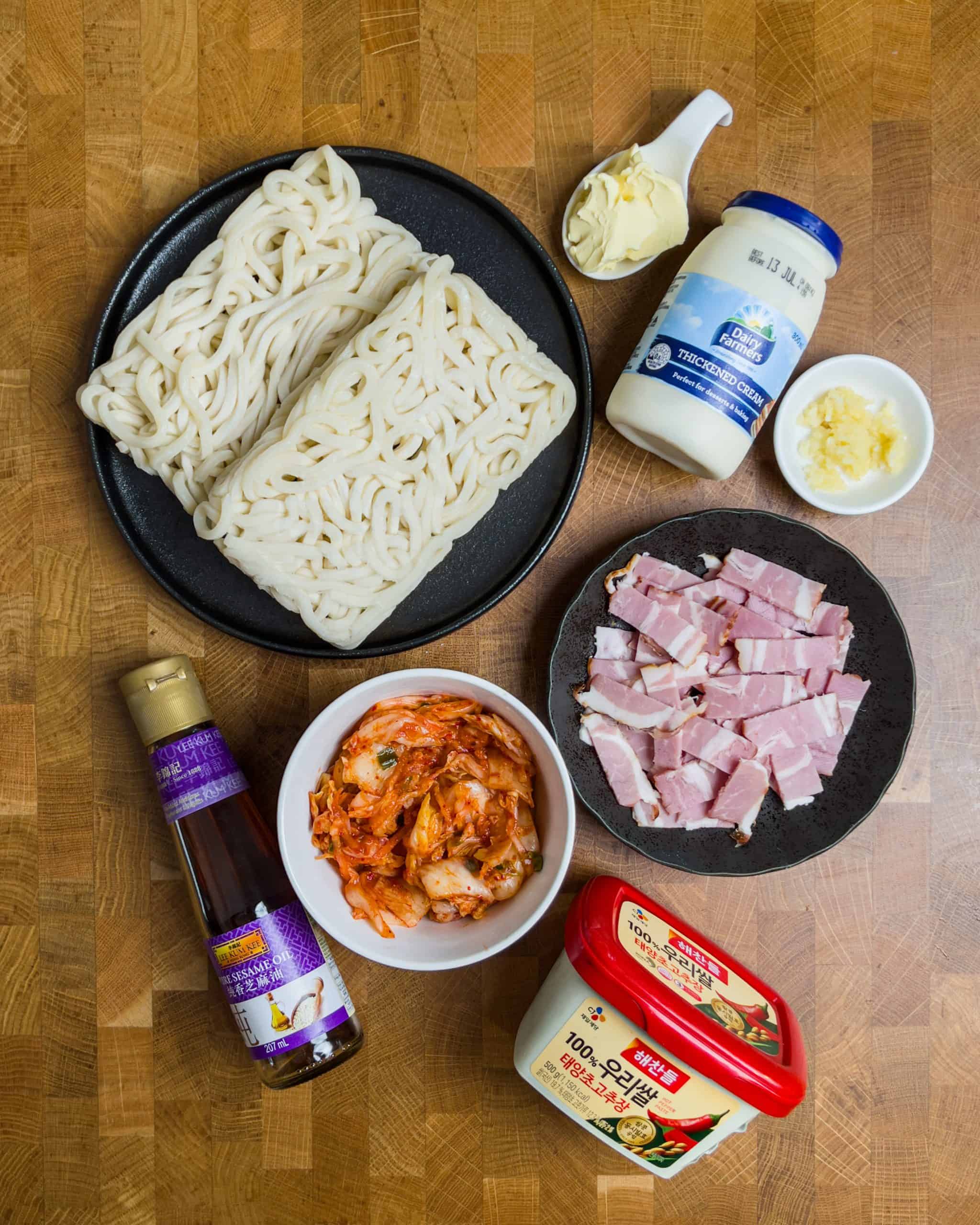 Creamy Khimchi Udon -Ingredients