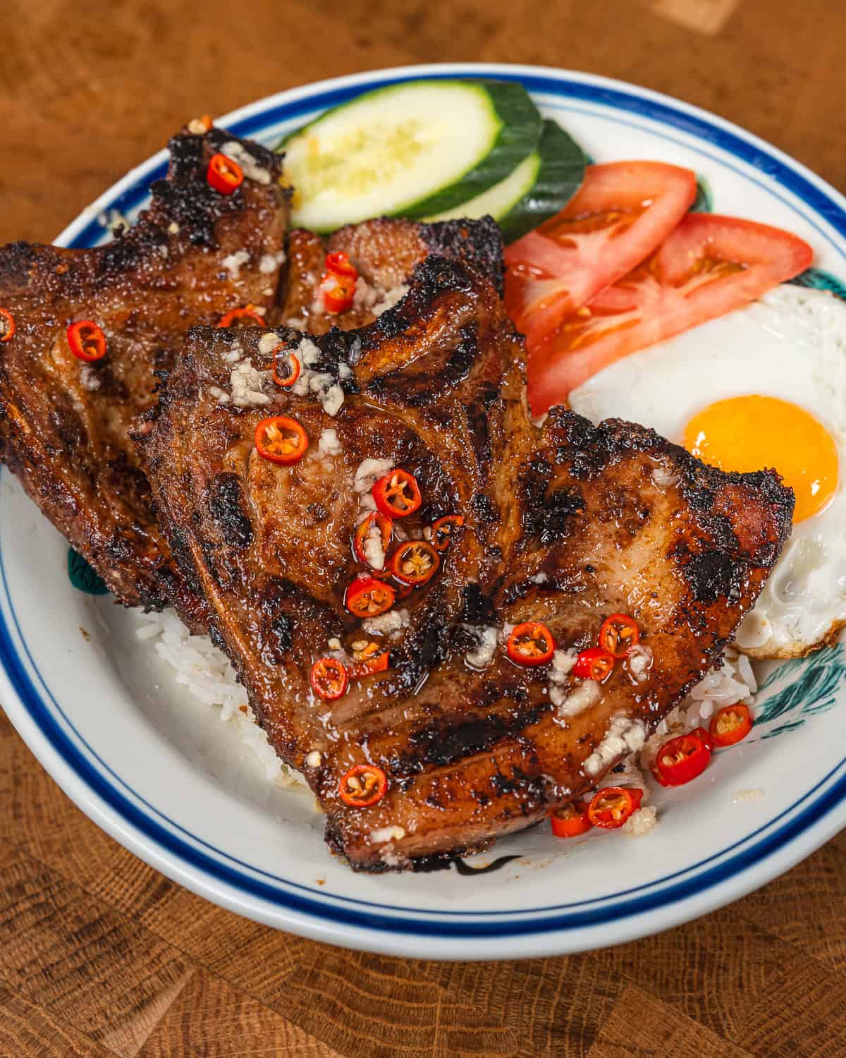 charcoal grilled pork chops