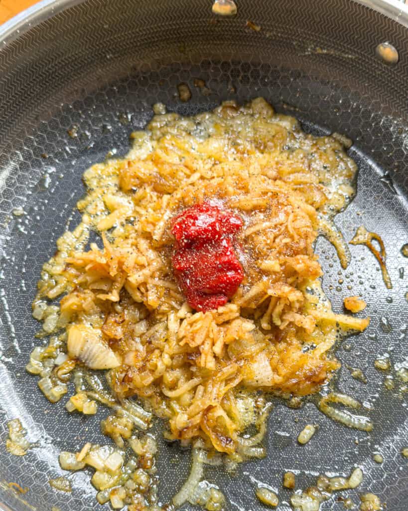 Softened onions sautéing in butter