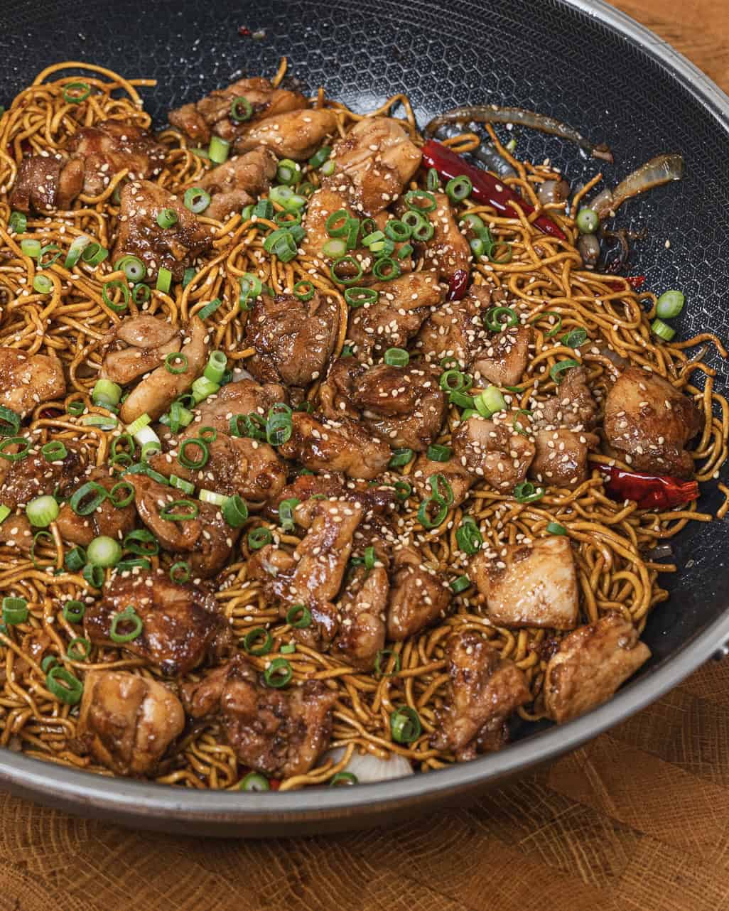 General Tso chicken noodles