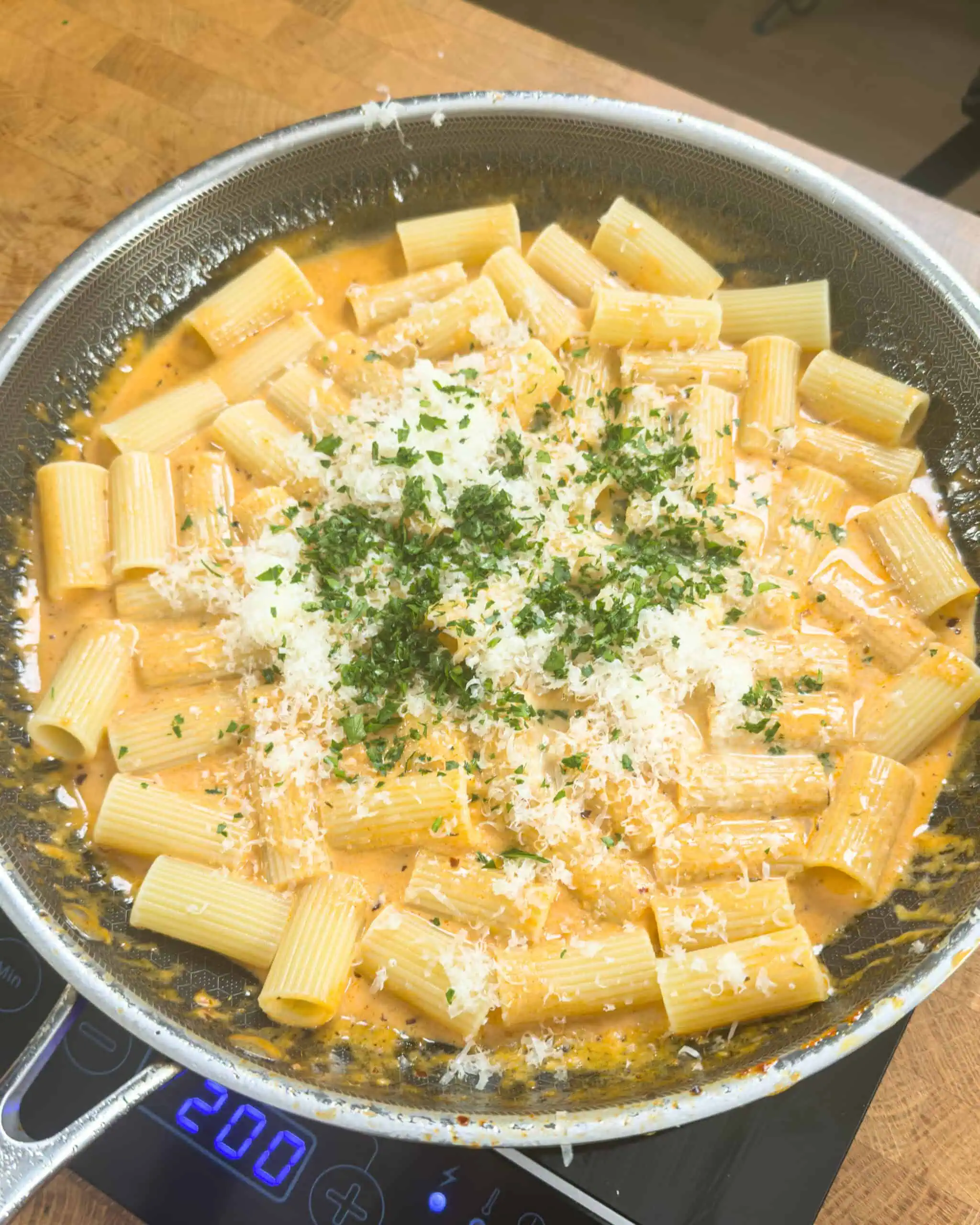 Cooked pasta for the gochujang alfredo - GENIUS EATS Cooked pasta for the gochujang alfredo